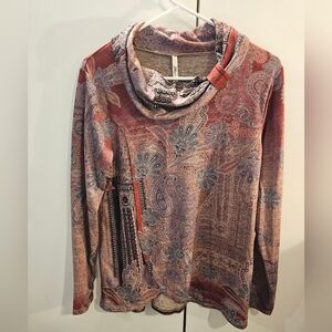 Elegant Paisley Cowl Neck Sweater